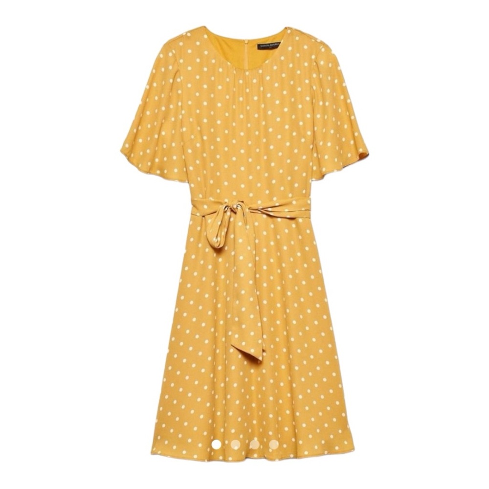 NWT Banana Republic Yellow & White Polka Dot Dress
